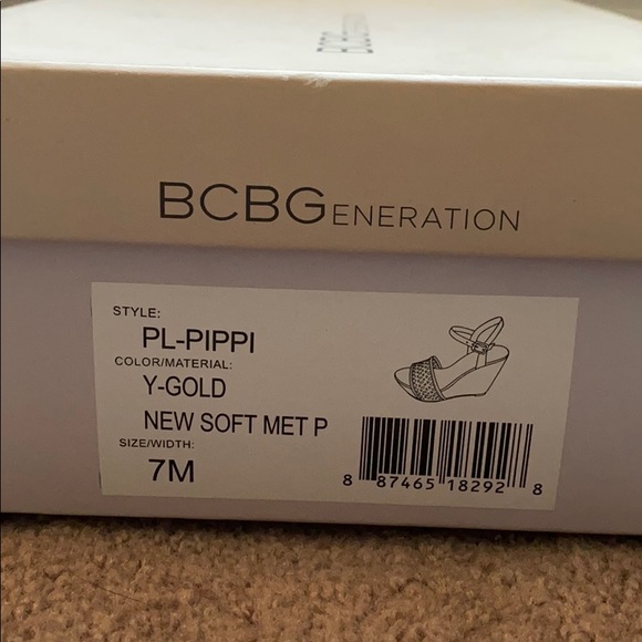 BCBGeneration Pippi Gold Strap Platform Cork Wedge - Picture 13 of 13